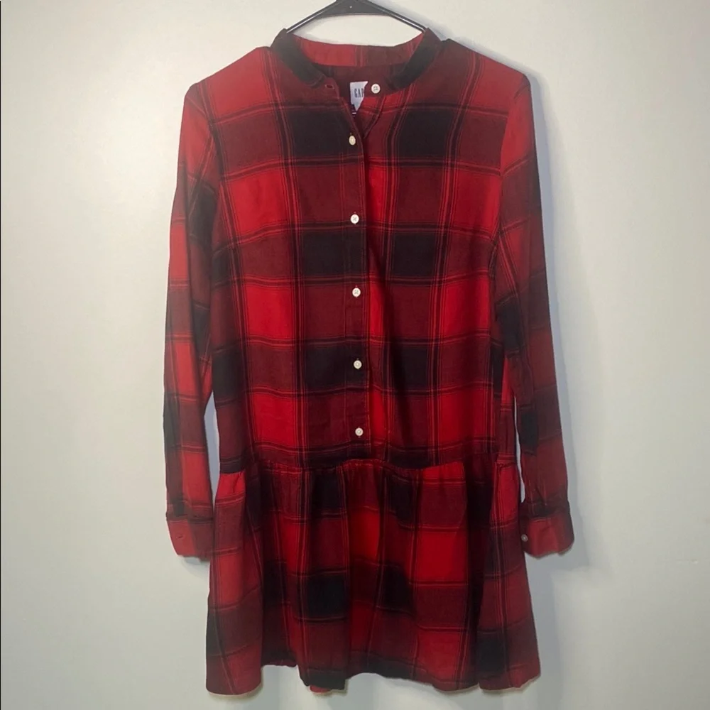 GAP Dress – XS – Red & Black Plaid Shirt Mini Dress